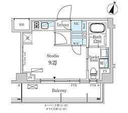 パークアクシス馬込レジデンス 5階ワンルームの間取り