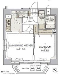 リヴシティ御茶ノ水 1LDKの間取図画像