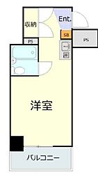 ライオンズマンション鶴見第2 2階ワンルームの間取り