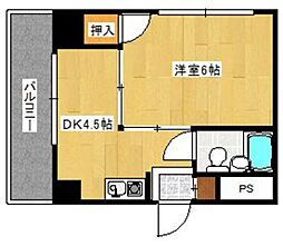 カルチェ恵比須ハイツ 1Kの間取図画像