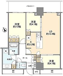 ザ・タワー十条 31階3LDKの間取り