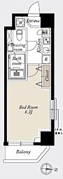 グランカーサ住吉 1Kの間取図画像