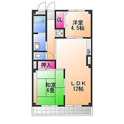 八八マンション 2LDKの間取図画像