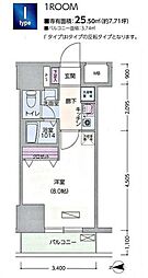 リヴェールハウス八王子 10階1Kの間取り