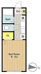 ワンダーランド（下柚木2） 2階1Kの間取り