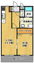 アメニティーハウス郡山 3階1LDKの間取り