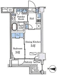 アクアレジデンス錦糸町 4階1DKの間取り