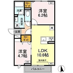 セレスティア岡本 2LDKの間取図画像