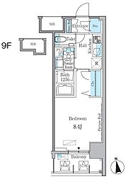 ＧＲＡＮＤ　ＥＳＰＯＩＲ　車道 701 7階1Kの間取り