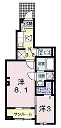 サクセス ツリー II 1階2Kの間取り