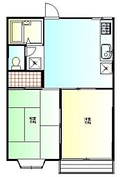 ピュアクレスト 1階2DKの間取り