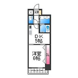 Krehl宿院 1DKの間取図画像