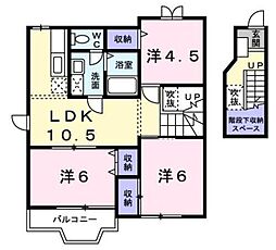 K.ウェルレジデンス 2階3LDKの間取り
