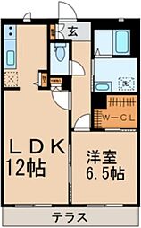 ビレッタK 1階1LDKの間取り