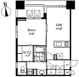 レジディア日本橋馬喰町3 5階1LDKの間取り
