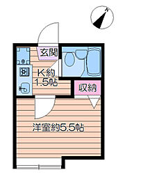 ソフィア一之江Ｂ 1階1Kの間取り