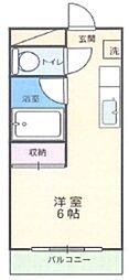 野崎ハイム 1階ワンルームの間取り