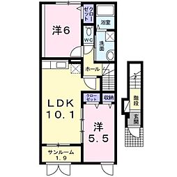ラッフィナート 2LDKの間取図画像