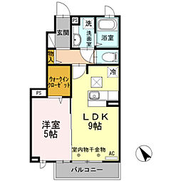 セジュールコトCD 1階1LDKの間取り