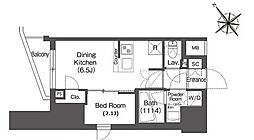 コンフォリア東大井II 12階1DKの間取り