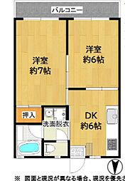 パールマンション 2DKの間取図画像