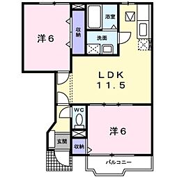 クレストール黒江 2LDKの間取図画像