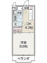 ゴールドビレッヂ 1DKの間取図画像
