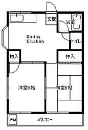 メゾンわかば 2DKの間取図画像
