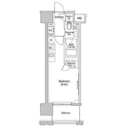 ザ・パークハビオ上北沢 13階ワンルームの間取り