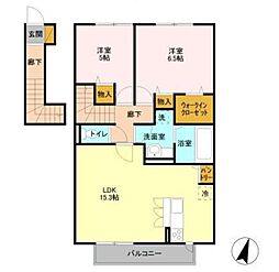 クレールK 2LDKの間取図画像