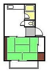 エスポワールゆとり 2階1DKの間取り