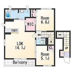 シャーメゾン矢田 2階2LDKの間取り
