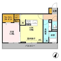 フォルテアB 1LDKの間取図画像