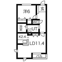 Prendre2 1LDKの間取図画像