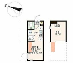 ソレイユテラス東十条 2階ワンルームの間取り