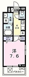 クレスト TS 3階1Kの間取り
