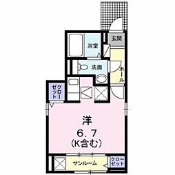 ヒミコ　レジデンス　多摩桜Ａ 1階ワンルームの間取り