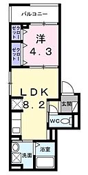 ハウオリ 2階1LDKの間取り
