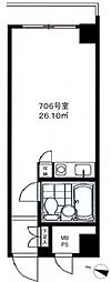 朝日六番町マンション ワンルームの間取図画像