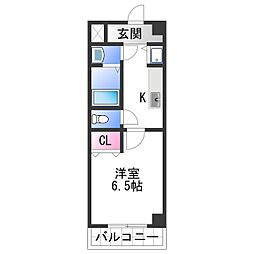 カーサ　ベルカント 3階1Kの間取り