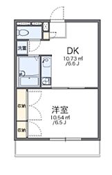 レオパレスフューチャー 1DKの間取図画像