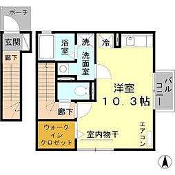 JR福知山線 塚口駅 徒歩11分の賃貸アパート 2階ワンルームの間取り