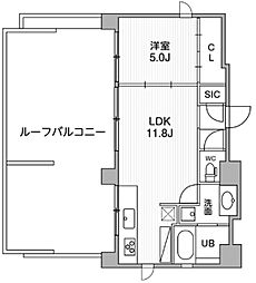 シーズンフラッツ浅草橋 12階1LDKの間取り