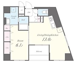 エワル 2階1LDKの間取り
