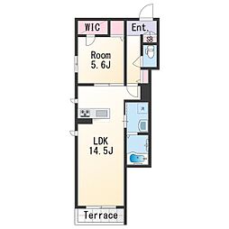 JR阪和線 和歌山駅 徒歩10分の賃貸アパート 1階1LDKの間取り