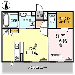 KOCOA TERRACE 3階1LDKの間取り