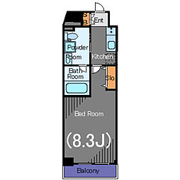 ステージファースト桜新町 3階1Kの間取り