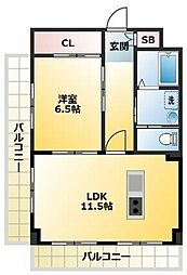 パル駒込 4階1LDKの間取り