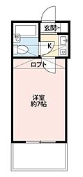 銀東ハイツ3 1Kの間取図画像