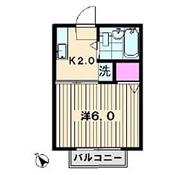 シティハイムケネスC 1Kの間取図画像